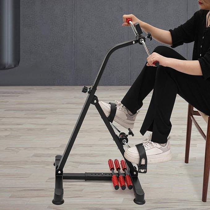 Pedal Exerciser Bike, Fitness Bike with LCD Screen, Adjustable Height(31.1-36.61 in) Knee Pedal Trainer for Seniors, Elder, 110 lbs Load Capacity
