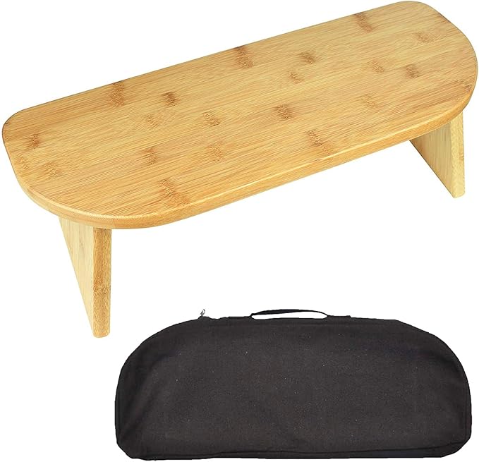 Portable Kneeling Meditation Bench with Foldable Legs, Perfect Kneeling Stool Ergonomic Bamboo Yoga Bench for Extended Practice - Includes Carrying Bag