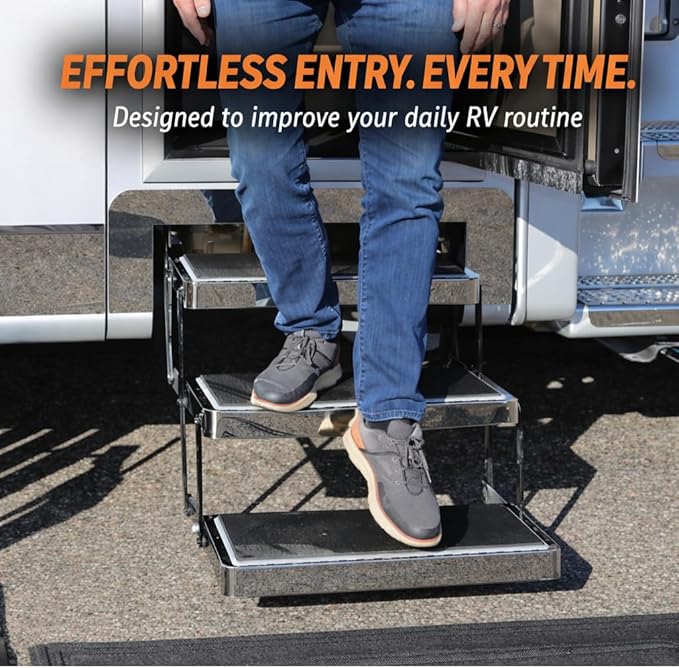 23" x 7.5" Non‑Slip SeaDek RV Step Treads – 6mm HD Material Embossed SeaDek EVA Foam, All Weather Resistant RV Stair Mats & Step Covers, Outdoor RV Accessory - Storm Gray