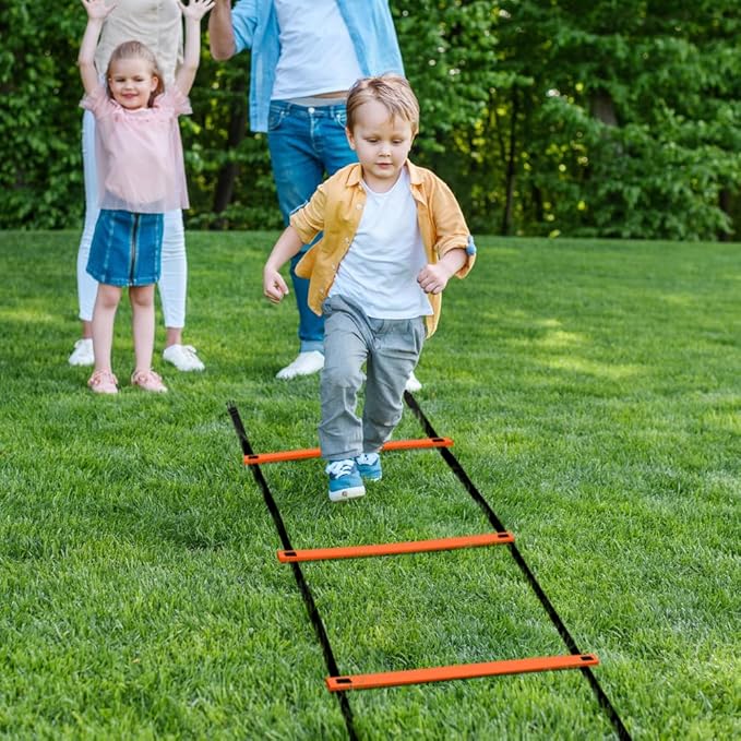 GHB Pro Agility Ladder 2 Pack Agility Training Ladder Speed 12 Rung 20ft with Carrying Bag (Yellow and Orange)