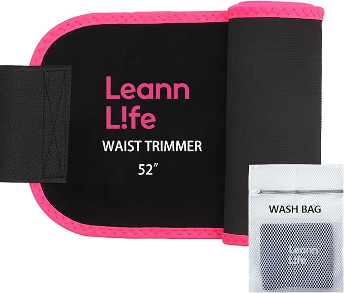 U1 Weighted Hula Hoop 30 Knots 19"-61" for Adults with Waist Trimmer Belt & Durable Wash Bag Bundle– Fitness Hoop for Exercise, Workout, Slimming & Home Gym, Pink