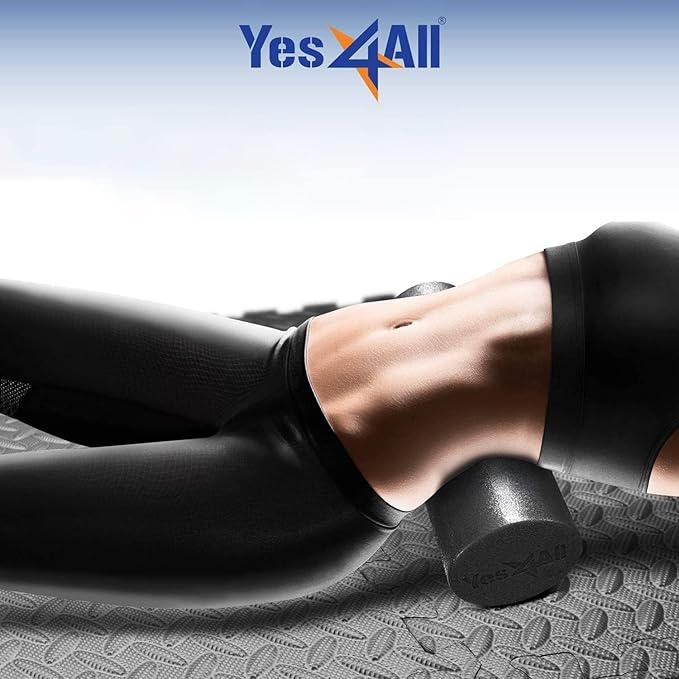Yes4All Medium Firm Round PE Foam Roller 12, 18, 24, 36 Inches for Pilates, Yoga, Stretching, Balance & Core Exercises