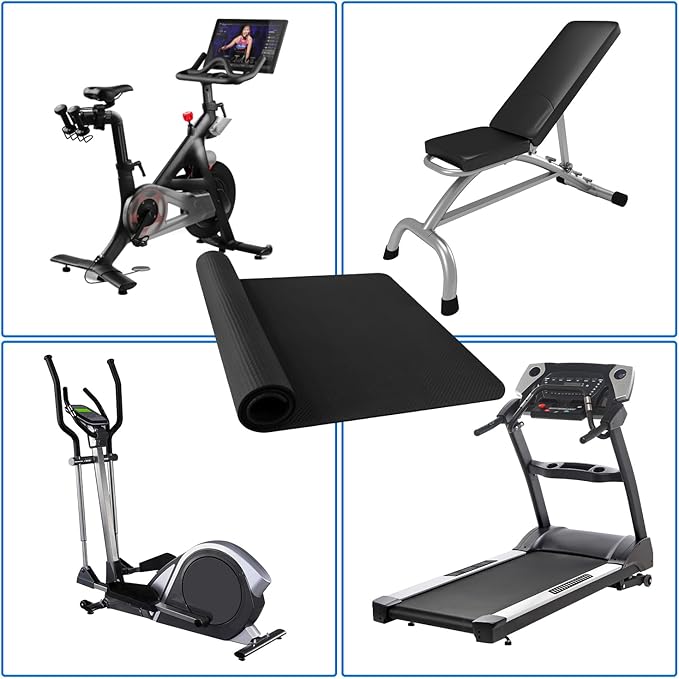 Bike Mat Compatible with Peloton Bike,Elliptical,Treadmill Mat, 6mm Thick, Under Exercise Bike Trainer Pad for Indoor Stationary Spin Bike Gym Equipment Hardwood Floor Carpet Protector