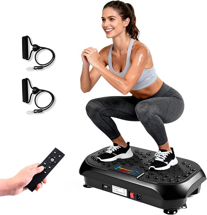 Vibration Plate Exercise Machine, Vibrating Plate for Lymphatic Drainage, Full Body Vibration Plate Fitness Platform Stand Board Shaker, Workout Vibrate Waver Sport Gym Gifts for Weight Loss Women Men