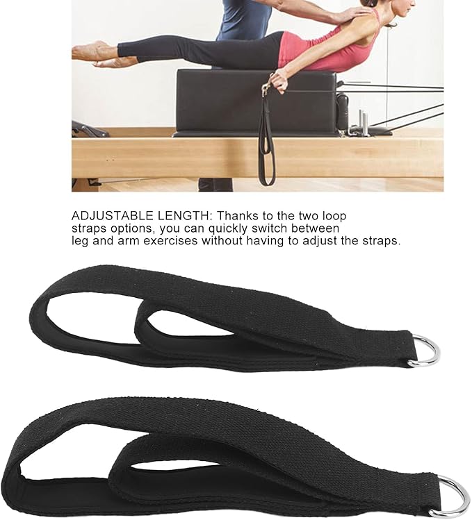 Alomejor Pilates Straps, Anti Slip Double Loop Exercise Straps with D Rings Cotton Fleece for Home Gym and Legs Arms Workout