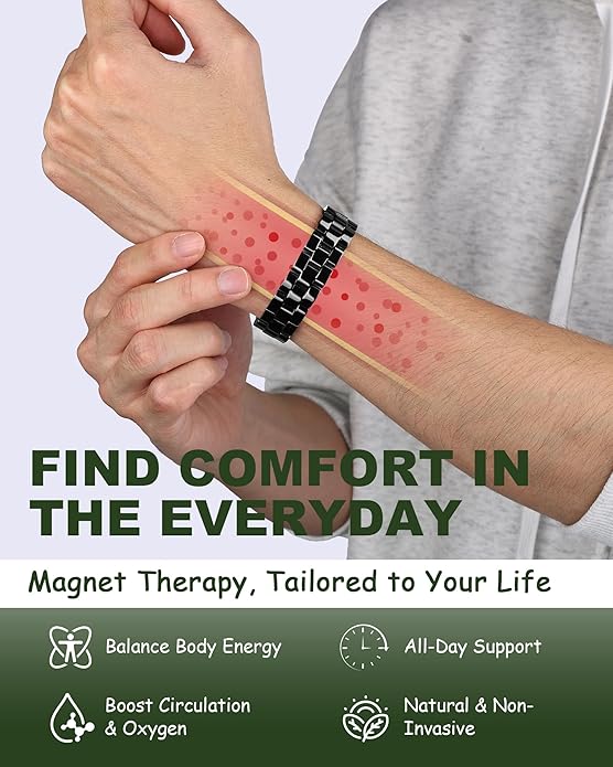 MagEnergy Mens Copper Magnetic Bracelets, 99.9% Pure Copper Bracelet with Double-Row Strength Magnets, Adjustable Jewelry with Sizing Tool