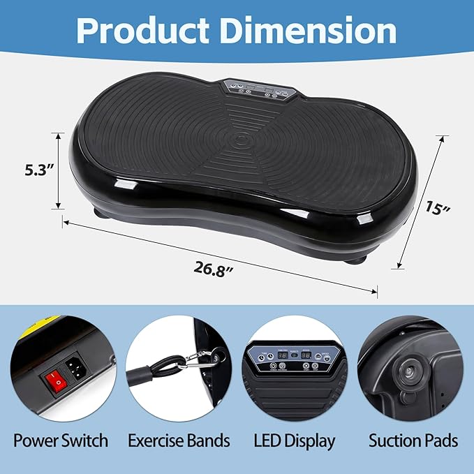 LEMY Vibration Plate Exercise Machine, Full Body Shaker with Bluetooth and Remote Control, Vibrating Plate Machine for Fitness, Training