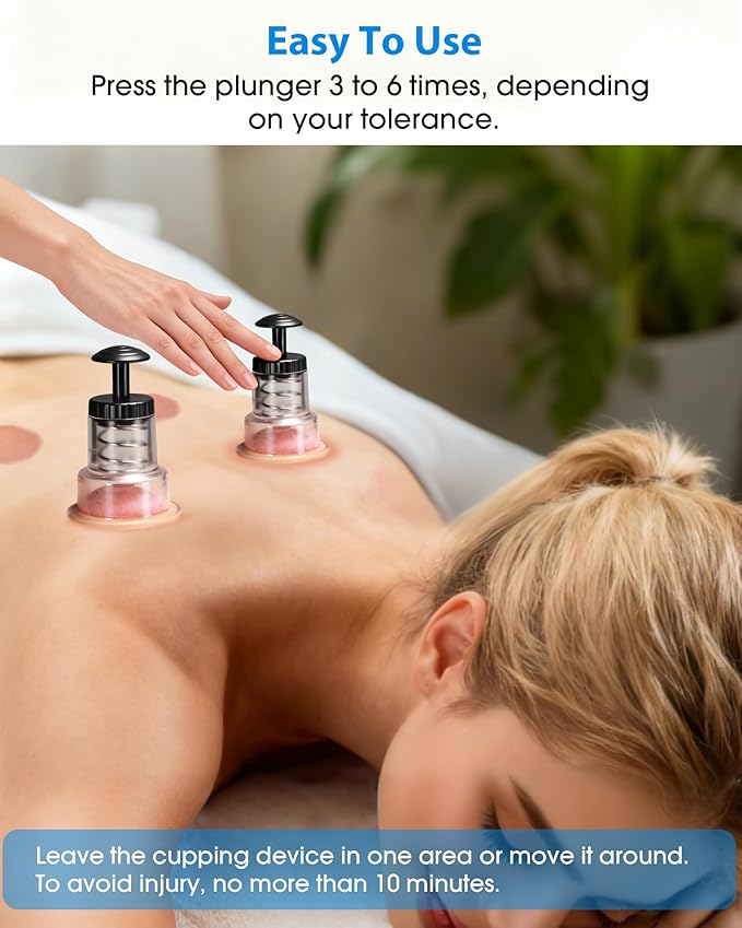Cupping Kit for Massage Therapy, 2 Sizes Cupping Set, Unique Piston Design, Portable Massager for Studio & Home Use, Muscle Pain Relief, Myofascial Release, Cellulite Reduction (2 Pack)