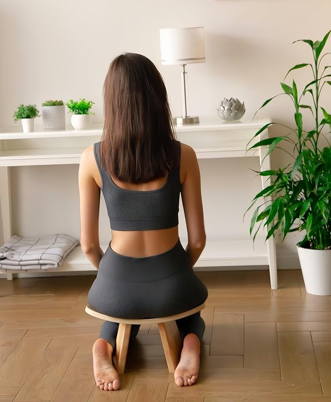 Solid Wood Ergonomic Kneeling Stool. Suitable for Temple Ceremonies, Tea Ceremonies, Meditation, Yoga, as Well as Home Fitness Assistance Chair(Medium Size for Height 160CM-180CM(63-70.8 in)