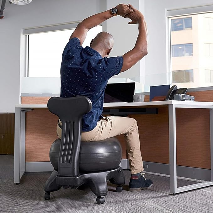 Ergonomic Office Yoga Ball Chairs, Active Sitting Exercise Ball Chair for Adults Desk Improves Back Pain, Balance Ball Chairs with Lockable Wheels and Foot Pump(Purple)