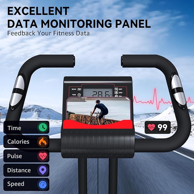 Lightweight 33LB Foldable Exercise Bike for Small Apartments, Stationary Bikes for Home Workout, Indoor Portable Cycling Bike with 16-Level Magnetic Resistance, 260LBS Capacity, 5.5 LBS Flywheel