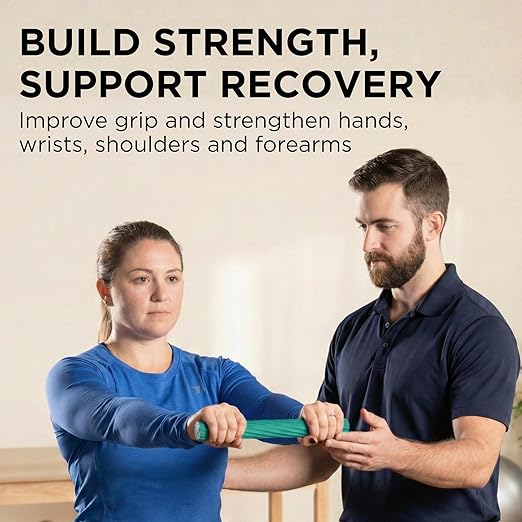 THERABAND FlexBar, Tennis Elbow Therapy Bar, Relieve Tendonitis Aches & Improve Grip Strength, Resistance Bar for Golfers Elbow & Tendinitis, Green, Medium, Intermediate