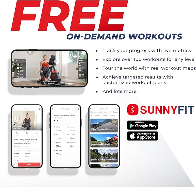 Sunny Health & Fitness Elliptical Exercise Machine, Silent Magnetic Fully Body Training with Pulse Rate Grips, LCD Performance Monitor Equipment for Home Gym, Adjustable Resistance SunnyFit App Access