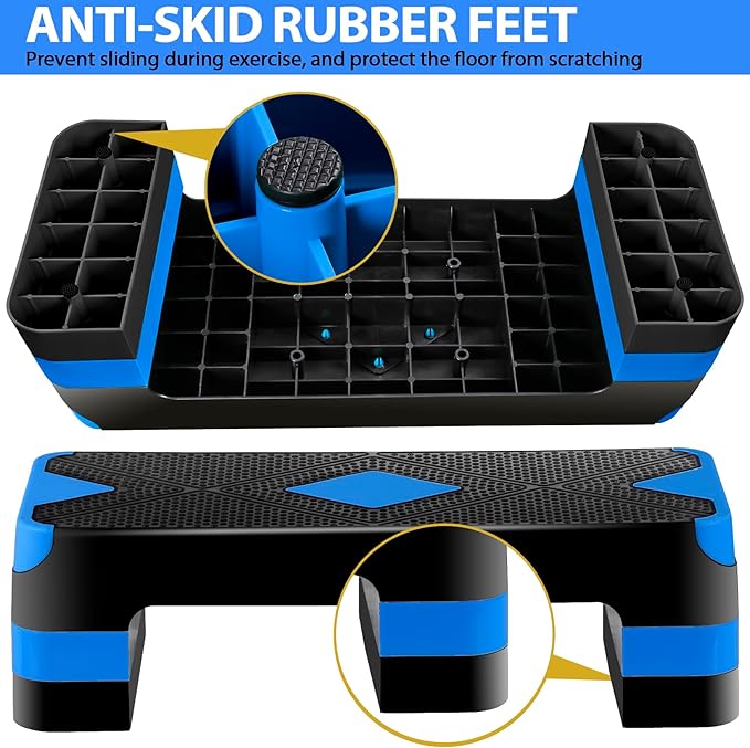 ZENY 26.5 inch Aerobic Step Platform with 4 Step Risers, Height Adjustable Exercise Stepper for Home Gym Workouts, 400 lbs Capacity