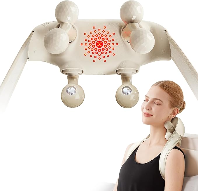 SKG FSA Eligible Cordless Neck Massager for Pain Relief Deep Tissue, Shiatsu Shoulder Massager with Heat, Massage Tools for Trapezius, Lymphatic Drainage, Relaxation Therapy, HSA Items H7 Ultra