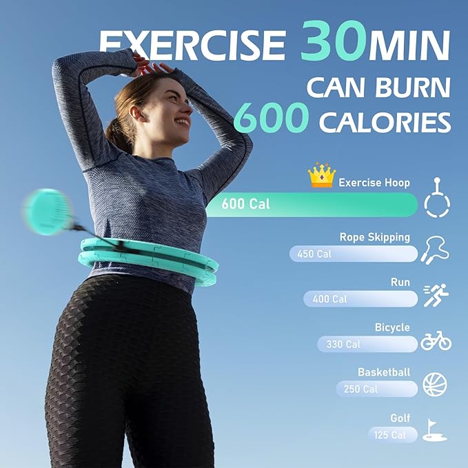 Weighted Hula Circle with 26/32 Links(56-66 Inch) for Adults Weight Loss, Infinity Fitness Hoop Plus Size, for Women Smart Exercise Equipment