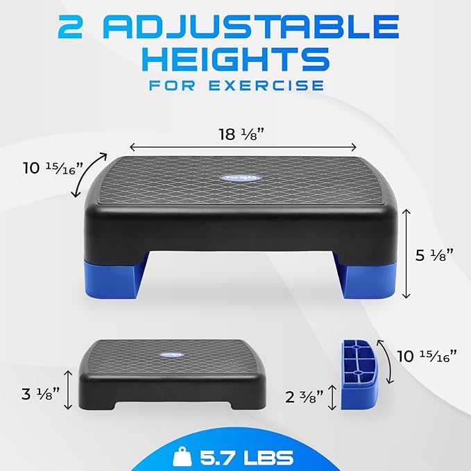 Yes4All Aerobic Exercise Step Platform, Exercise Stepper with Risers for Cardio and Strength Training, Workout Stepper for Home Gym