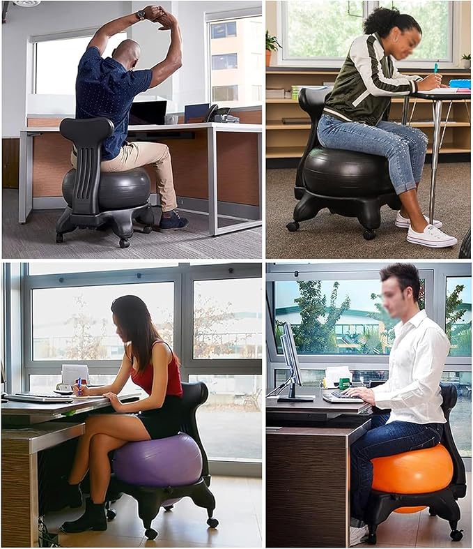 Yoga Ball Chair,Fitness Balance Ball Chair,Balance Ball Chair,Exercise Stability Yoga Ball Chair,for Exercise & Balance (Black)