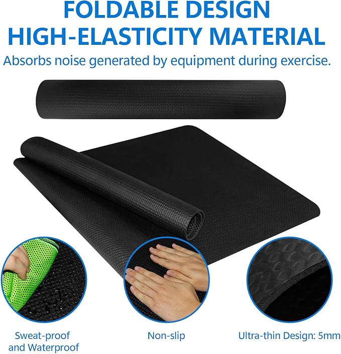 Bike Mat Compatible with Peloton Bike,Elliptical,Treadmill Mat, 6mm Thick, Under Exercise Bike Trainer Pad for Indoor Stationary Spin Bike Gym Equipment Hardwood Floor Carpet Protector