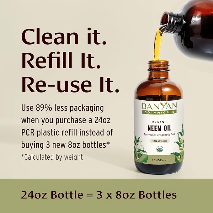 Banyan Botanicals Organic Neem Oil – Cooling & Soothing Ayurvedic Neem Oil – Supports Healthy Radiant Skin – 8 oz. – Non-GMO Sustainably Sourced Abhyanga Massage Oil