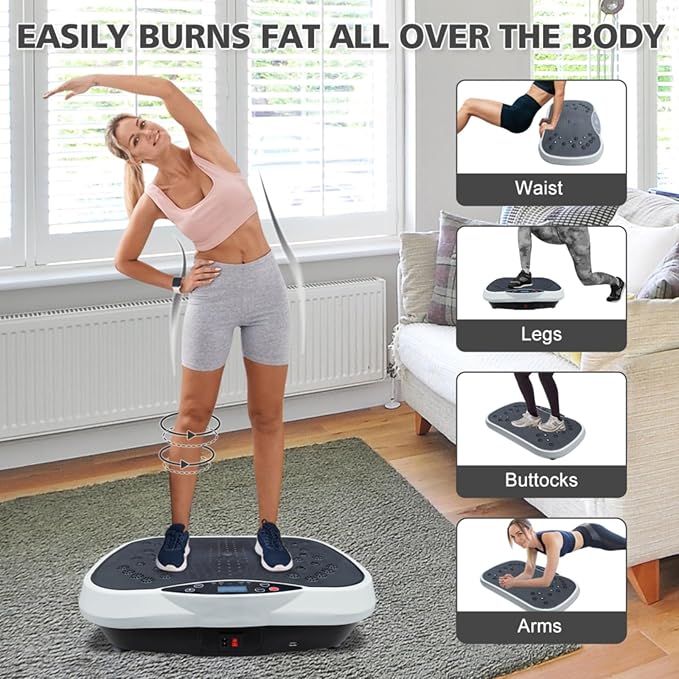 Dual-Control Design Vibration Plate Exercise & Fitness Machine Whole Body Workout Vibration Fitness Platform, Home Training Equipment for Weight Loss & Toning Wear Well