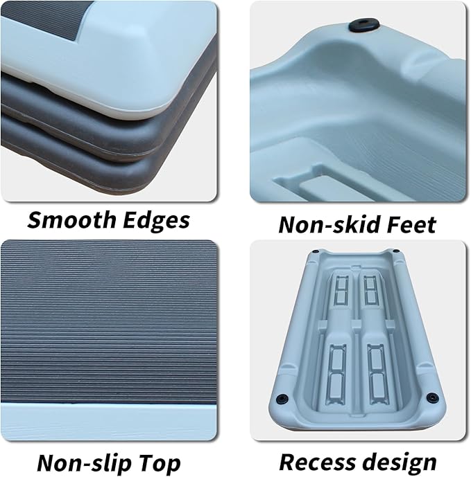 Aerobic Stepper, Adjustable Workout Aerobic Stepper in Fitness & Exercise Step Platform Trainer with 4 Risers