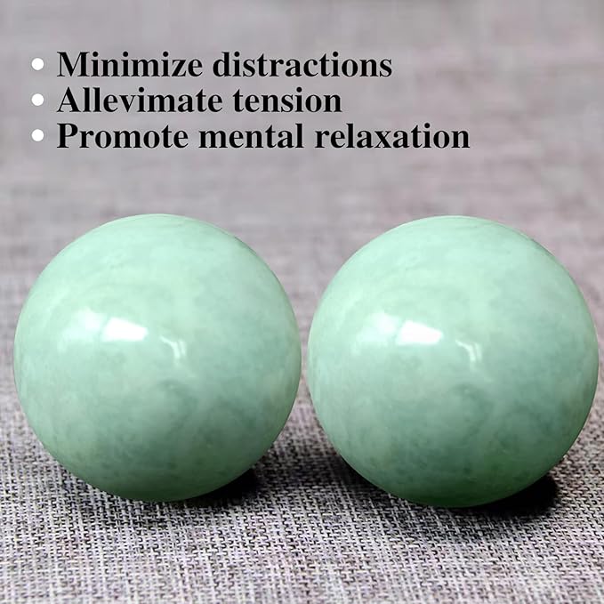 Traditional Chinese Baoding Balls, Marble Health Exercise Stress Relief Balls, Green, 2-Piece Set (Green, Medium-1.57")