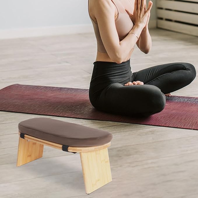 Modern Folding Meditation Bench - Kneeling Stool - Foldable Kneeling Meditation Bench Chair Travel Bag