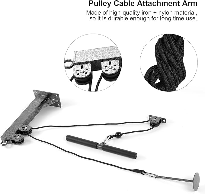 Wall Mount Stand with Pulley Cable Attachment for Arm Strength Training and Workout Equipment