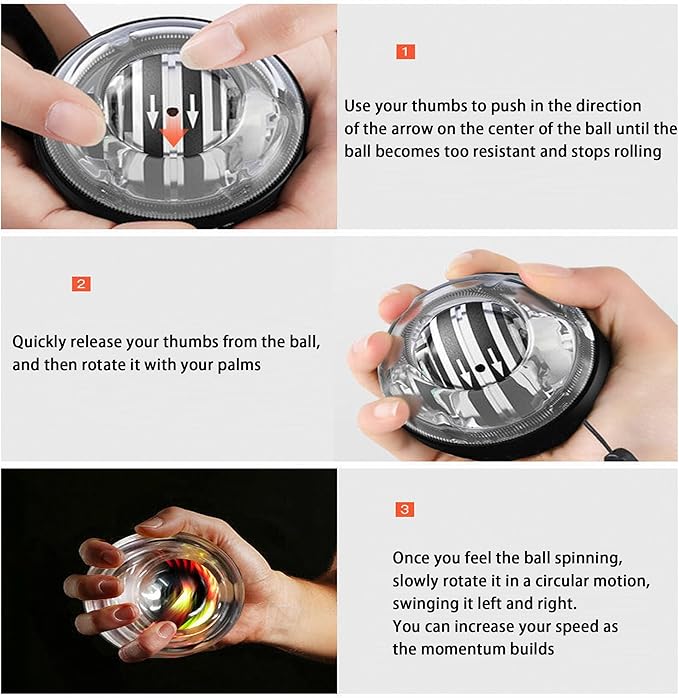 Torque Ball Hand Exerciser with Counter Gyro Ball New Torque Ball Hand Strengthener Gyroscope Ball Forearm Strengthener for Stronger Wrist Bones and Muscle(Black2,Five-Color Light)