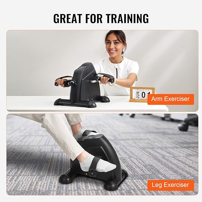 Happybuy Under Desk Bike Pedal Exerciser,Multi-level Resistance Pedal Exerciser for Home Office Workout,Mini Exercise Bike for Arm/Leg Exercise,Cycling Portable Peddler with LCD Display & Non-Slip Mat