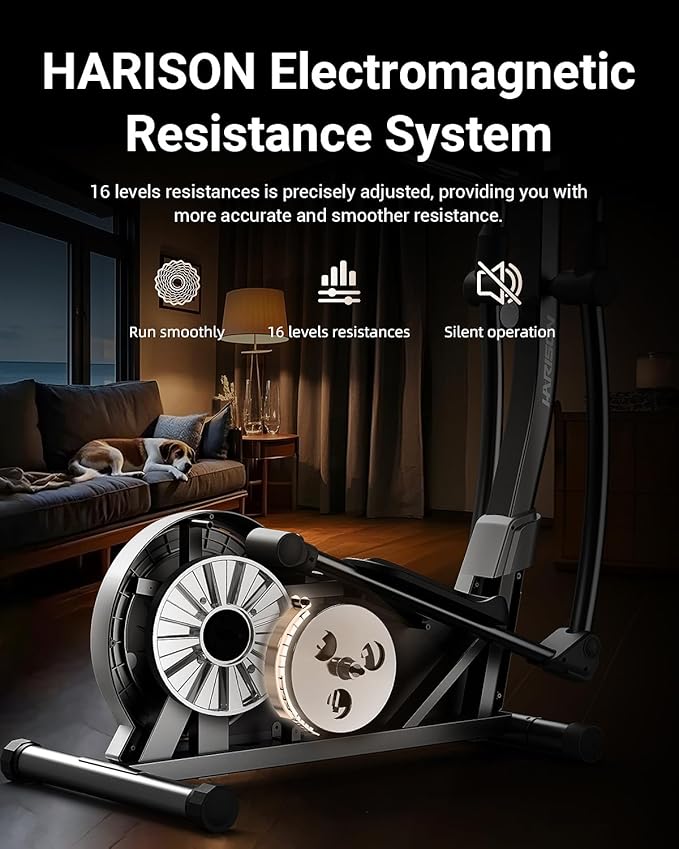 HARISON Elliptical Machine for Home 350 LBS Capacity, Magnetic Elliptical Exercise Machine with 16-Level Resistance Control, Elliptical Trainer