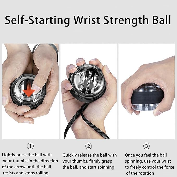 Hand Exerciser Hand Exerciser with Counter Torque Ball Auto-Start Gyroscopic Wrist Exercise Ball Gyroscope Ball Forearm Strengthener Hand Exerciser(Model D has no Light)