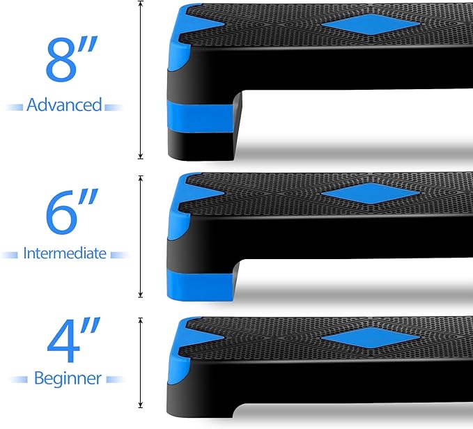 F2C 26.5 Inches Step Aerobics Stepper Platform with 3 Risers, Home Gym Workout Equipment, Fitness Exercise Equipment, Exercise Workout Stepper