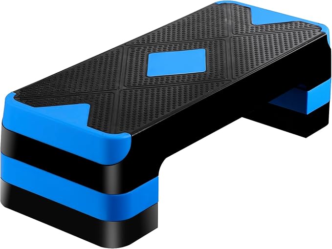 27" Adjustable Exercise Aerobic Step Platform with Stackable Risers – 3 Levels (4", 6", 8") – Workout Stepper for Home Gym, Fitness & Physical Therapy Training