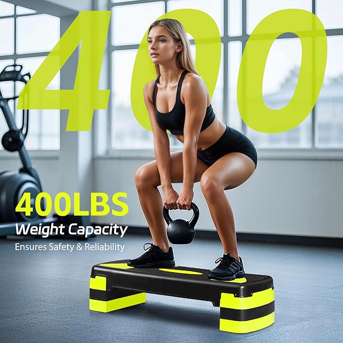 LEMY Adjustable Workout Aerobic Stepper, Exercise Step Platform for Home, Fitness, Gym, Strength Training