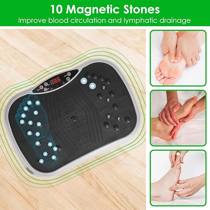 Vibration Exercise Machine with Resistant Bands Remote Control Whole Body Vibration Platform Workout Equipment Home Fitness Training Equipment for Weight Loss Fat Burner