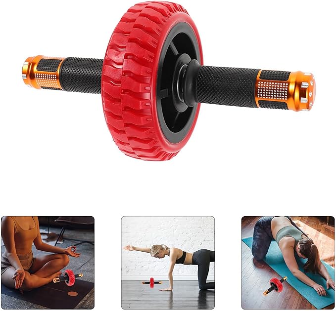 Ab Roller Wheel Core Strength Training Abdominal Exercise Roller Portable Home Gym Ab Workout Equipment with Red Compact Design for Fitness