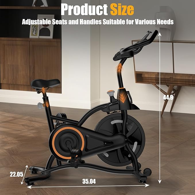 Hillhub Exercise Bike, Stationary Bikes for Home with Grip Pulse Sensor and Stepless Resistance Adjustment, Compact Indoor Cycling Bike with Tablet Mount, Compatible with APP Sync