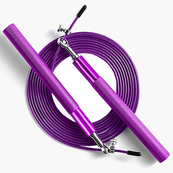 Speed Jump Rope - 360° Swivel Ball Bearing - Adjustable steel coated rope-Aluminum Anti Skipping Handle -Fitness Training Boxing Sports Exercises -Suitable for Kids and Adults