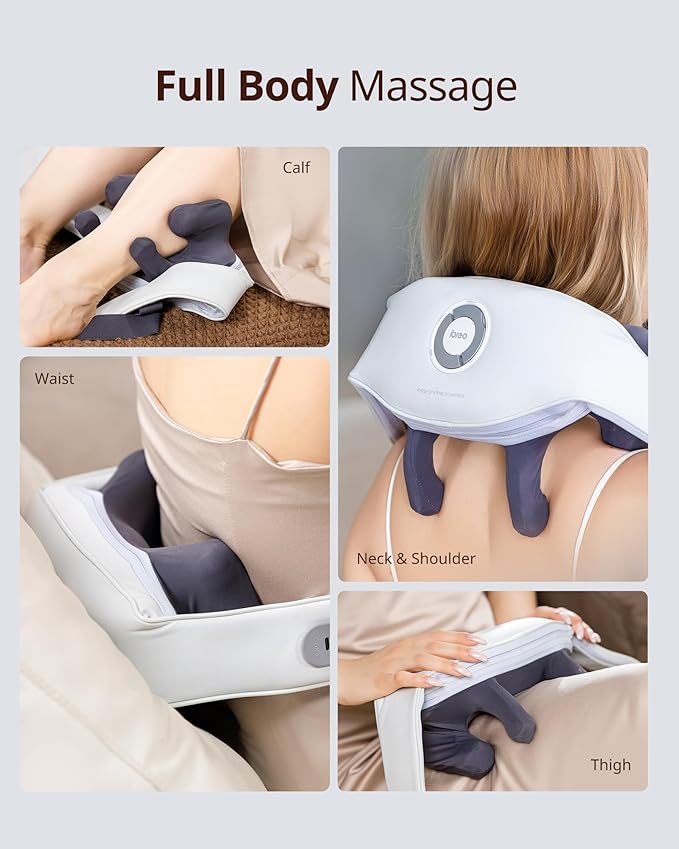 Shiatsu Neck and Back Massagers with Heat, 150 Mins Uses, 4 Modes & Adjustable Massage Head, Electric 3D Deep Tissue Kneadin for Shoulder, Leg, Muscle Soreness, Pain Relief, Relaxation for Women, Men