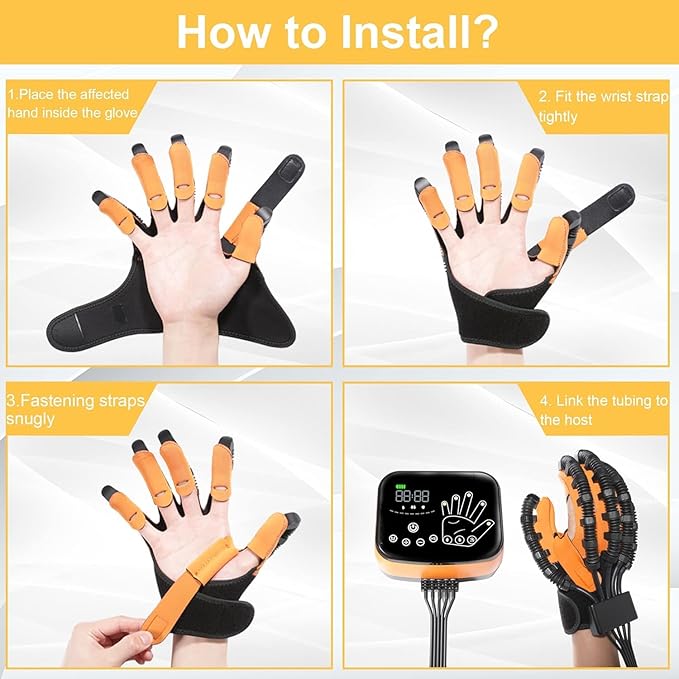 6th Generation Upgrade Rehabilitation Robot Gloves for Stroke Recovery – Hand Weakness & Hemiplegia Home Physical Therapy Device with Mirror Training & Multi-Mode (Right Hand, S)