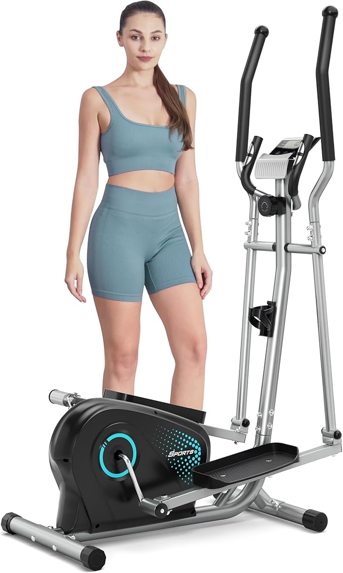 Dripex Elliptical Exercise Machine, Magnetic Elliptical Machine for Home, Hyper-Quiet Elliptical Training Machines w/ 6KG Flywheel, 16 Resistance Levels, Pulse Sensor, LCD Monitor