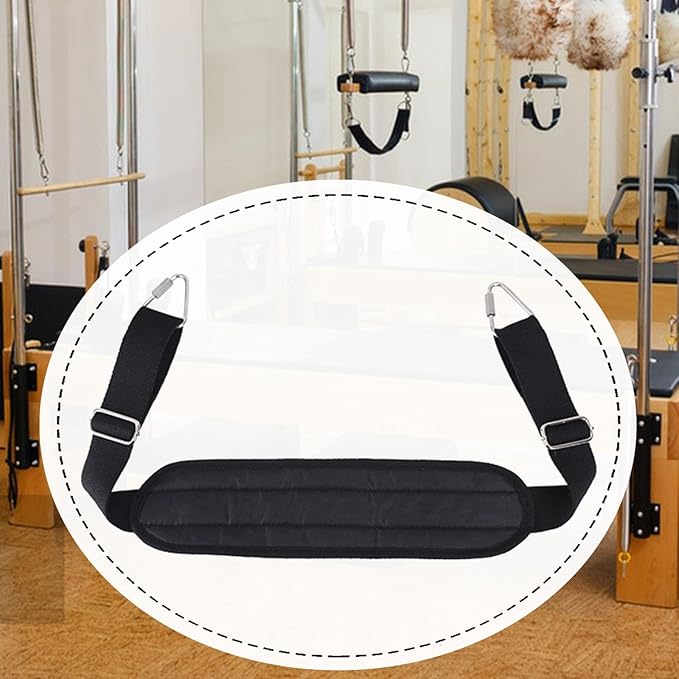 Pilates Reformer Foot Strap - Adjustable Leg Strap (76cm-100cm/30in-39in) with Hooks for Fitness Equipment Accessory