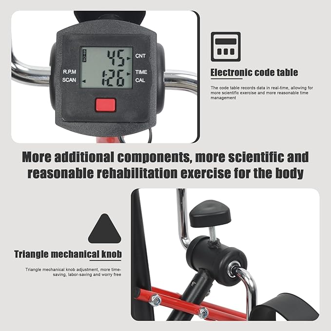 Pedal Exerciser Bike for Physical Therapy,Hand Arm Leg Knee Peddler,Adjustable Knee Bike for Seniors,Rehabilitation Machine Elderly Home Exercise Bikes for Total Body, with Gift Box & Monitor