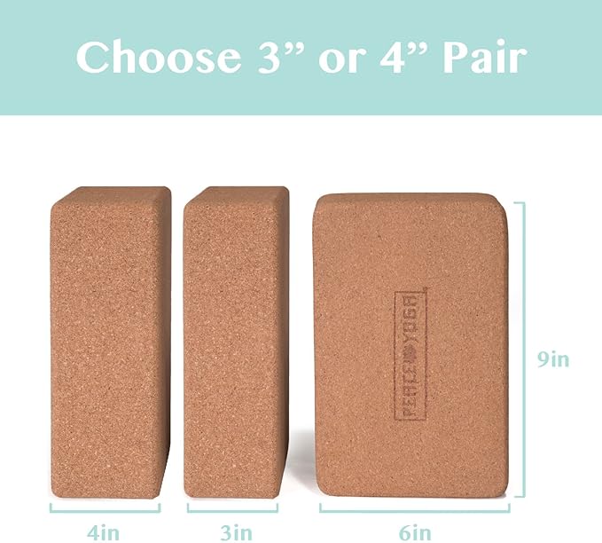 Cork Wood Yoga Blocks with Premium Designs, 2 Pack