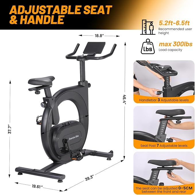 30 LBS Magnetic Indoor Cycling Bike,Stationary Bikes with 9-Level Handlebar Adjustment and 14-Level Seat Height,LCD Monitor for Home Cardio,Home Workouts and Gym