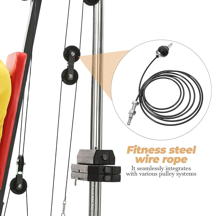 Fitness Steel Wire Rope Cable Pulley Kit 5mm Thick 3 Meter Length TPU Coated Gym Wire Replacement for Home Gym Strength Training Pulley System Attachments
