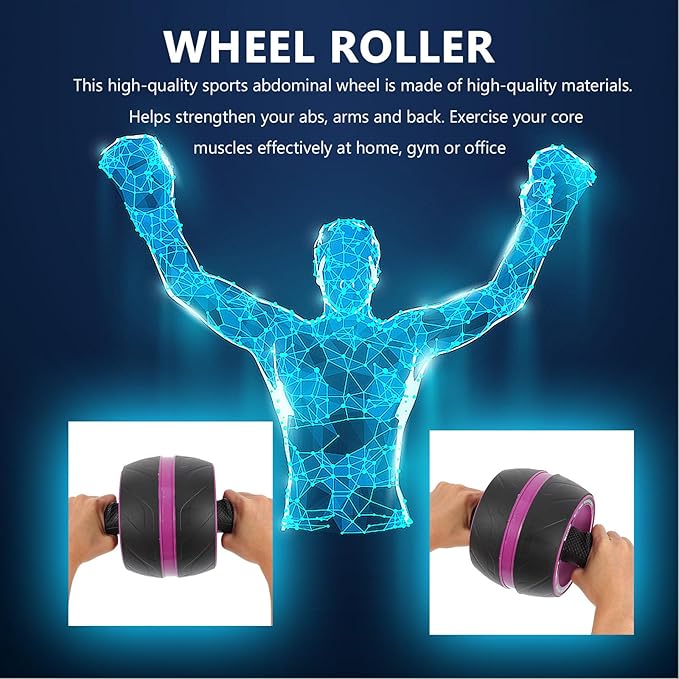 Ab Roller Wheel Fitness Roller for Core Workout, Portable Abs Abdominal Trainer Wheel with Automatic Rebound, Home Exercise Equipment for Men and Women