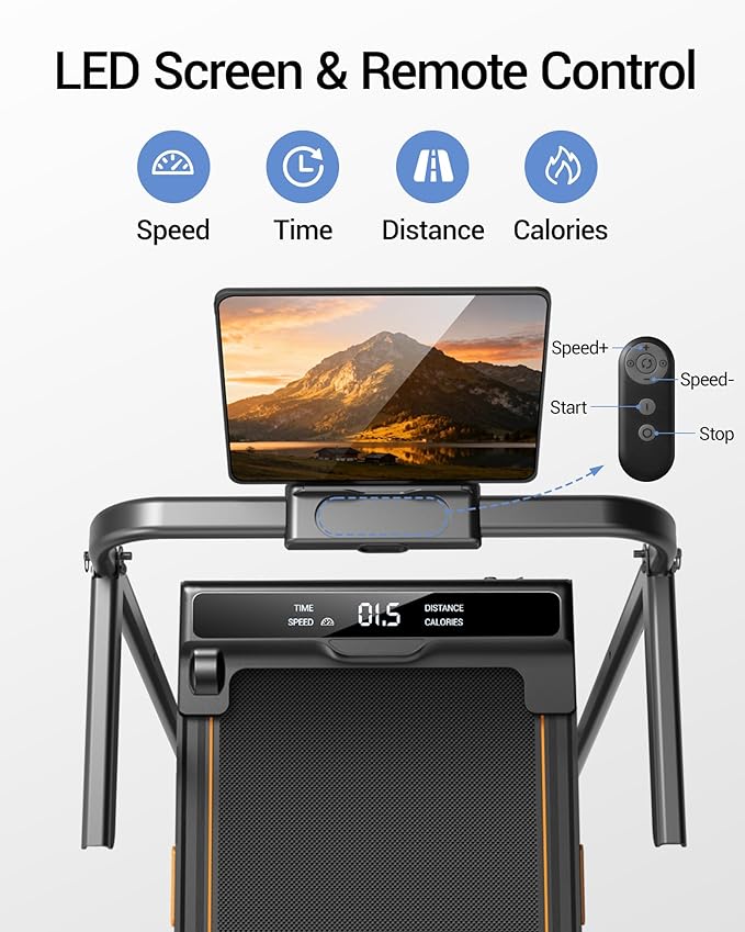 16% Incline Walking Pad Treadmills for Home Small, 4-in-1 Under Desk Treadmill with Handles, Foldable Treadmill with 2.5 HP Quiet Brushless, 330 LBS Capacity